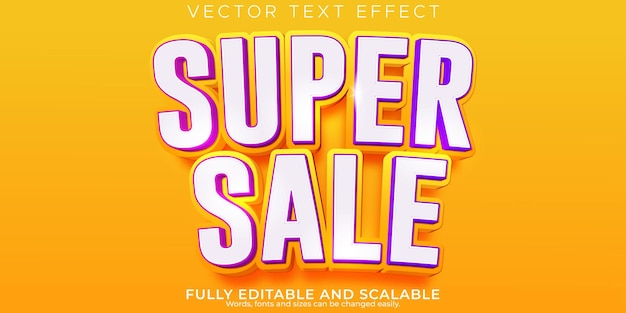 Free vector super sale text effect editable discount and offer text stylex9