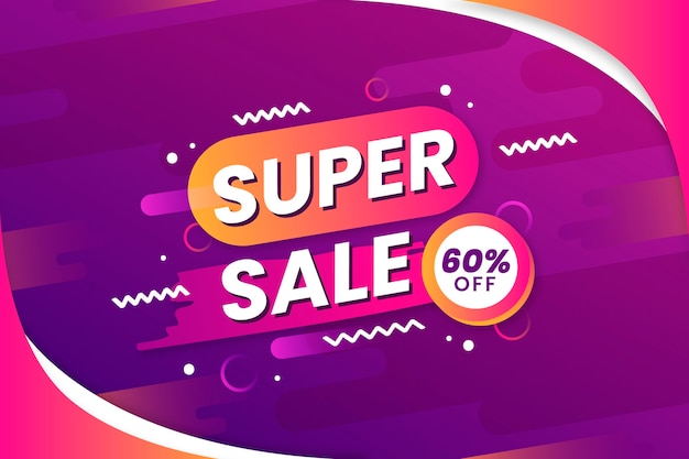 Free vector super sale with discount background