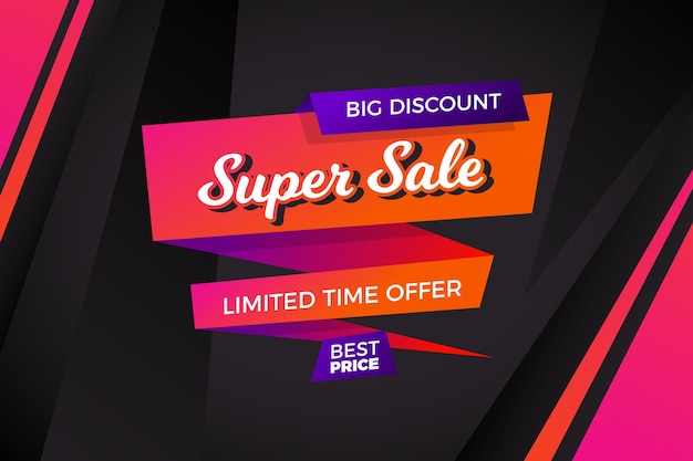 Free vector super sales banner in origami style