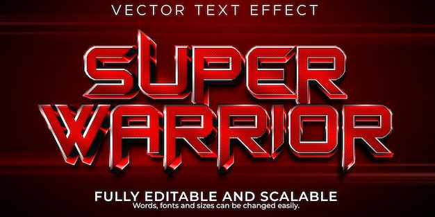 Super warrior text effect editable red and metallic text style