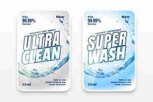 Free vector super wash and cleaner label template design