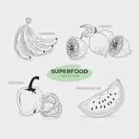 Free vector superfood collection hand drawn style