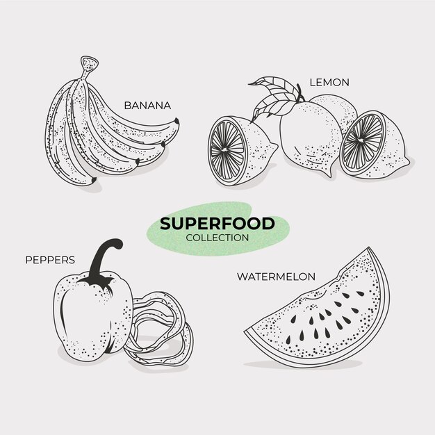 Superfood коллекция рисованной стиль