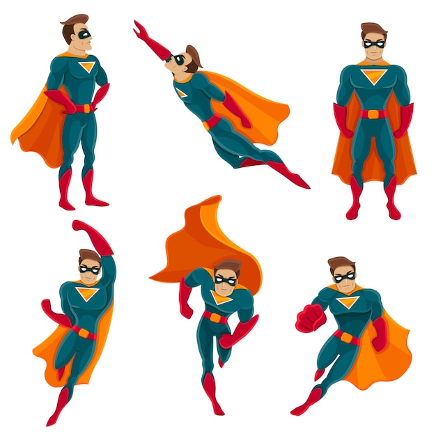 Бесплатное векторное изображение superhero actions icon set