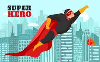 Free vector superhero in city illustration