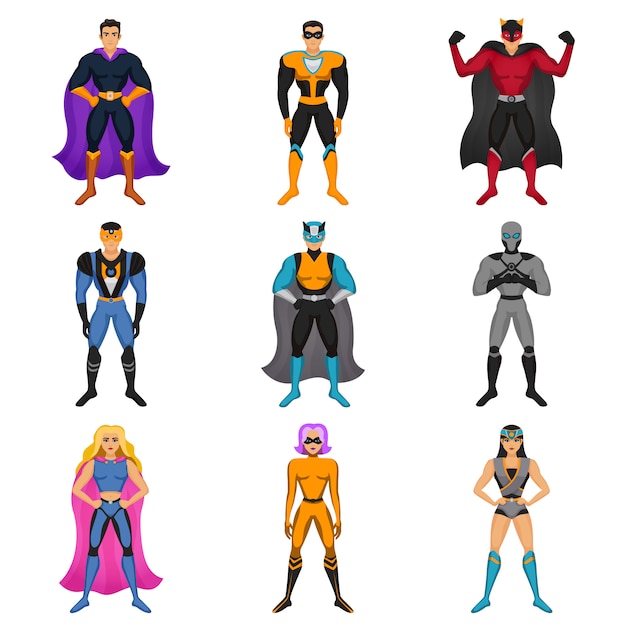 Free vector superhero costumes set