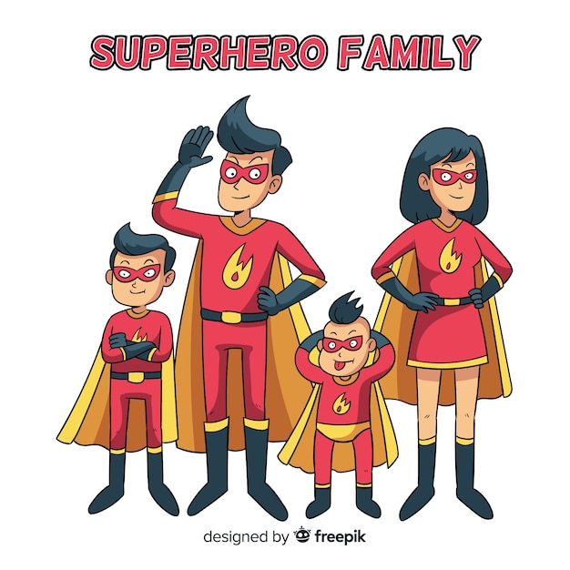 Free vector superhero family concept