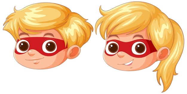 Free vector superhero kids with blonde hair and masks