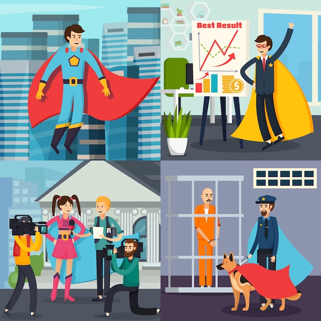 Free vector superhero orthogonal concept