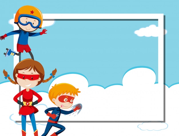 Free vector superhero on sky frame