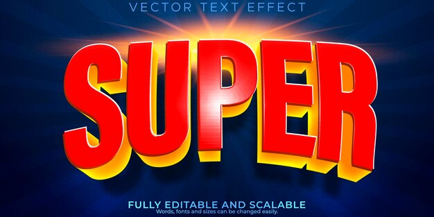 Текстовый эффект супергероя, редактируемый мультфильм и стиль комического текста