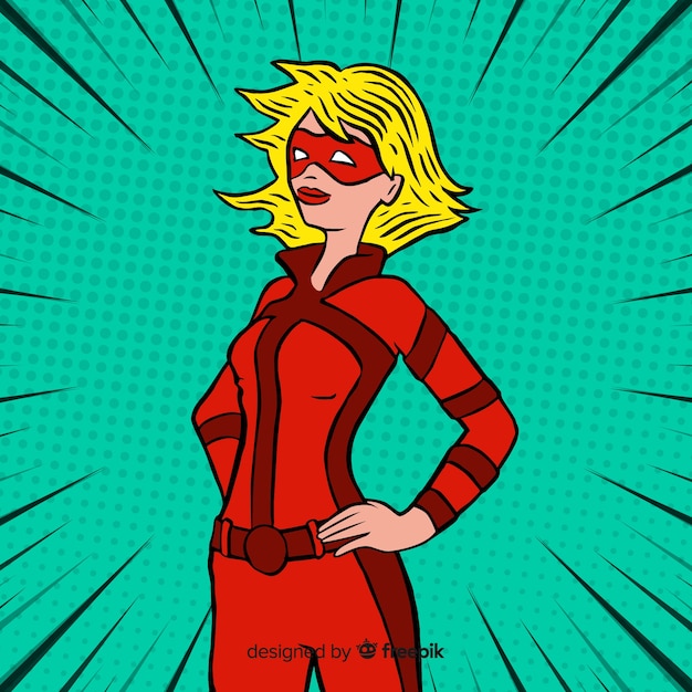 Superheroine character with pop art style