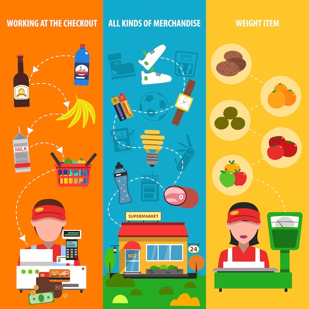 Free vector supermarket banner set