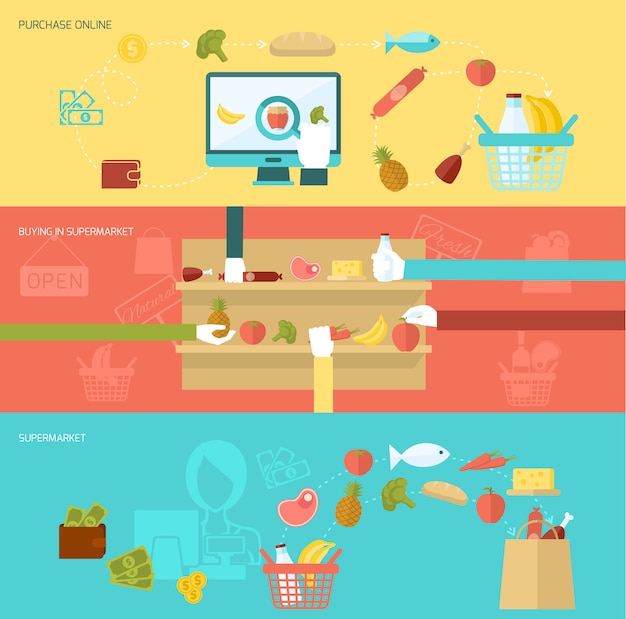 Free vector supermarket banner set