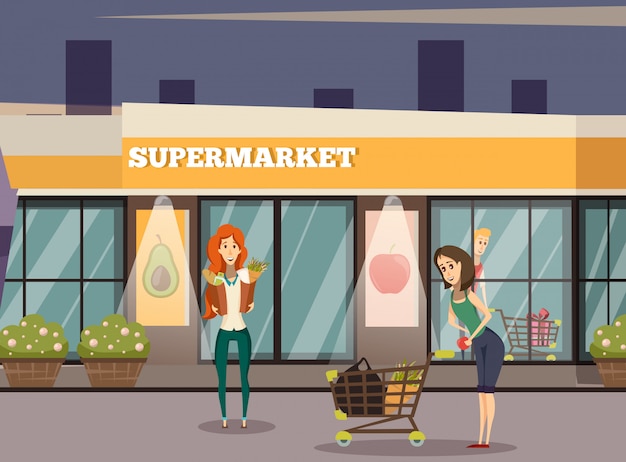 Free vector supermarket building background