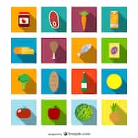 Free vector supermarket food icons set