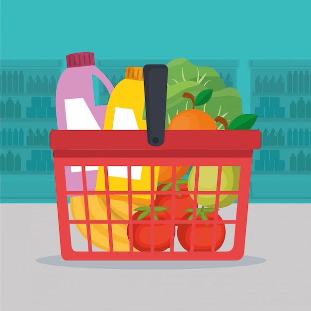 Supermarket groceries set icons