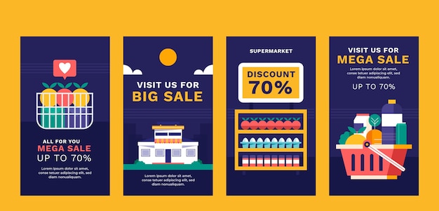 Supermarket instagram stories design template