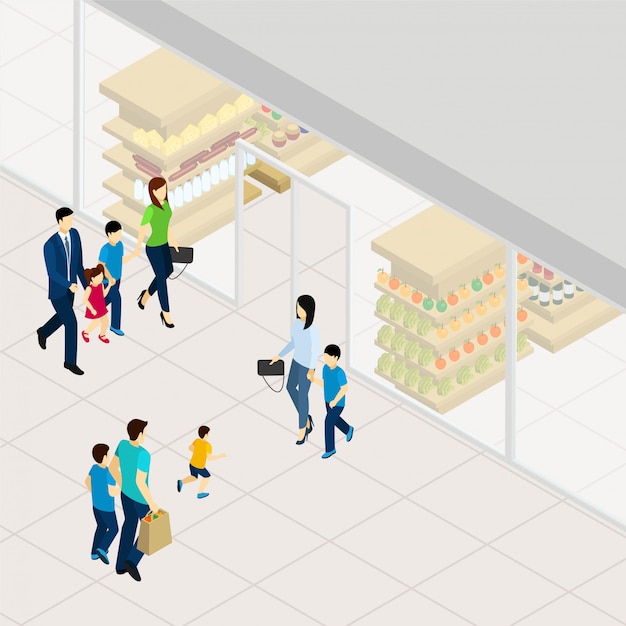 Supermarket Isometric Illustration 