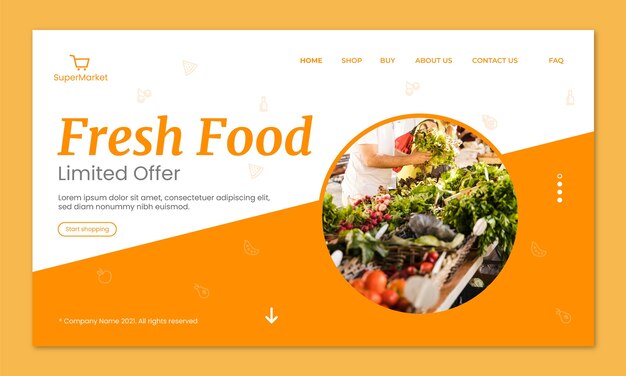 スーパーマーケットのランディングページのデザインテンプレート