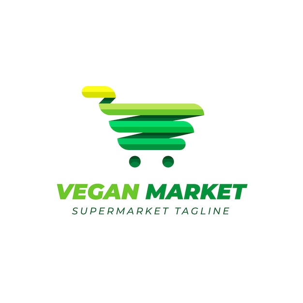 Дизайн логотипа супермаркета с зеленой тележкой