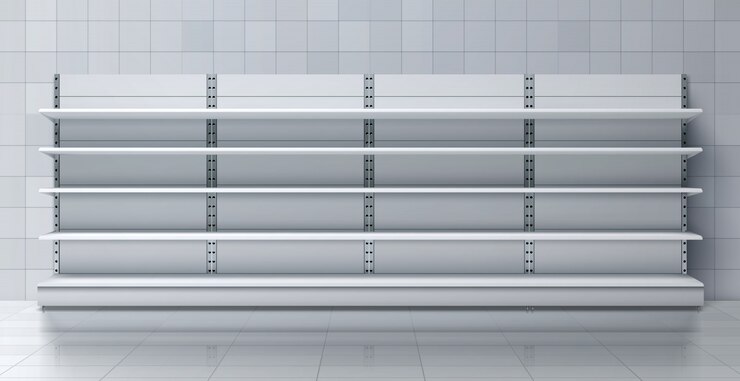 Free Vector supermarket long rack with empty shelves vector