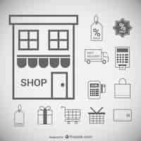 Free vector supermarket minimal icons set