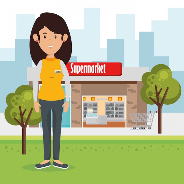 슈퍼마켓 판매자 여자 캐릭터