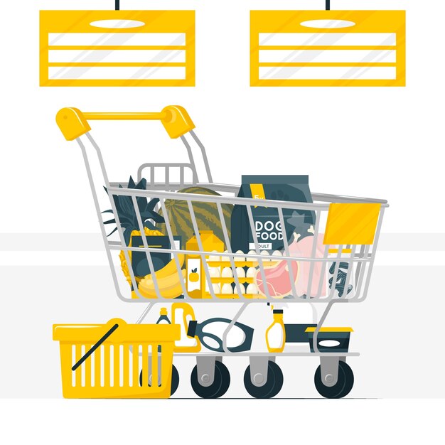 Supermarket shopping cart concept illustration