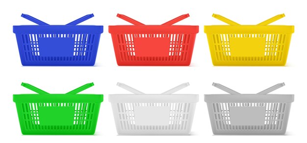 Supermarket shopping cart set illustration