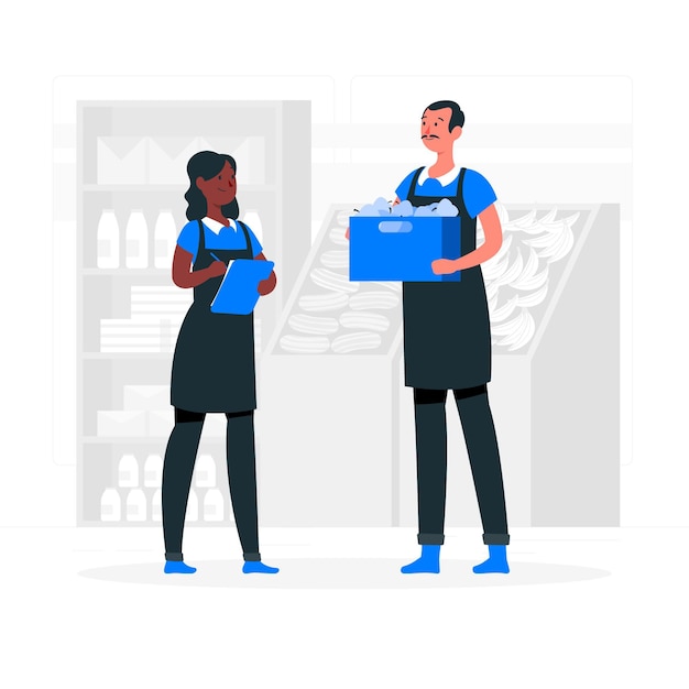 Free vector supermarket workers concept illustration