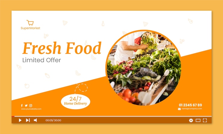 मुफ़्त वेक्टर supermarket youtube thumbnail art design template