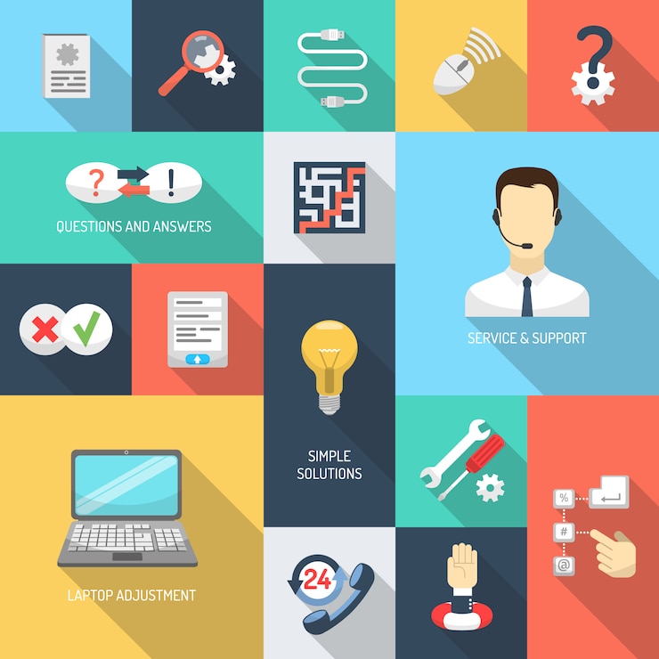 Free Vector support icons flat