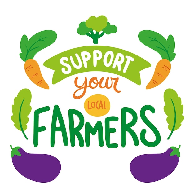 Free vector support local farmers concept