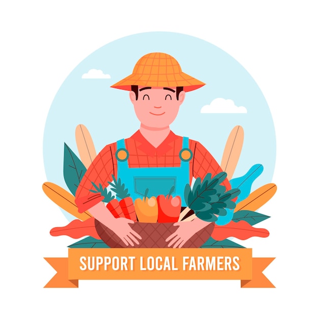 Vettore gratuito supportare il concetto di agricoltori locali