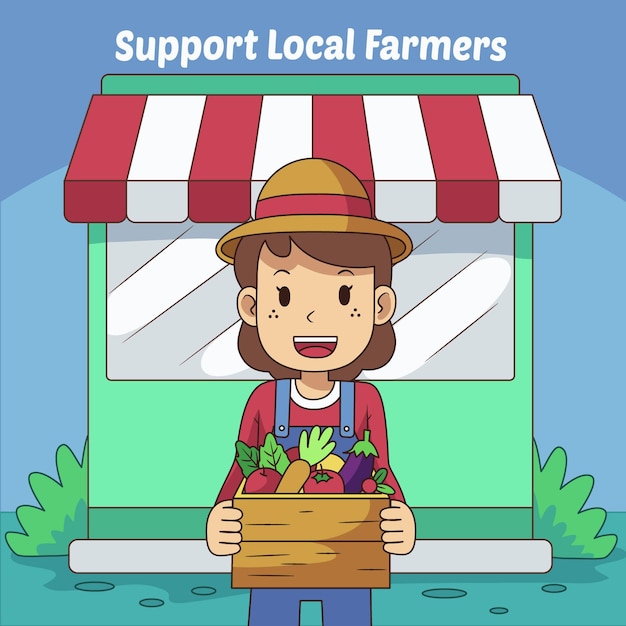 Free vector support local farmers concept