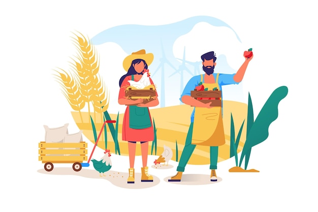 Бесплатное векторное изображение Поддержка концепции местных фермеров