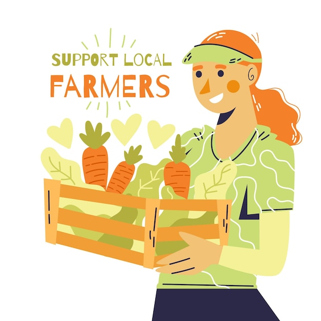 Бесплатное векторное изображение Поддержка концепции иллюстрации местных фермеров