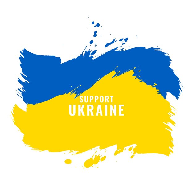 Support Ukraine text country flag theme design vector