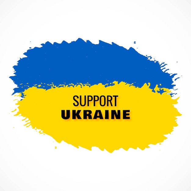 Vettore gratuito supporta il tema della bandiera del testo dell'ucraina con sfondo splash