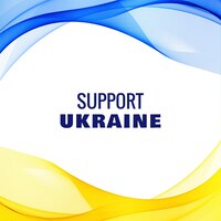 support ukraine text modern wave flag theme background
