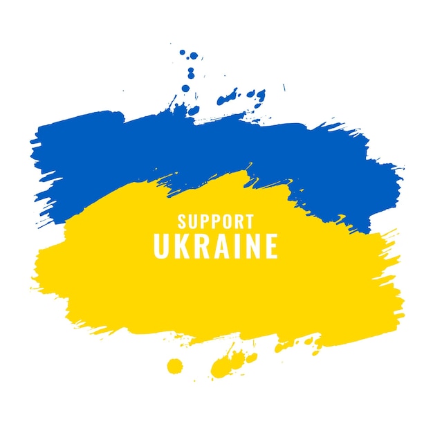 Free vector support ukraine text watercolor country flag design vector