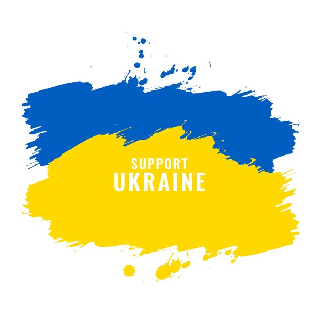 support ukraine text watercolor country flag design vector