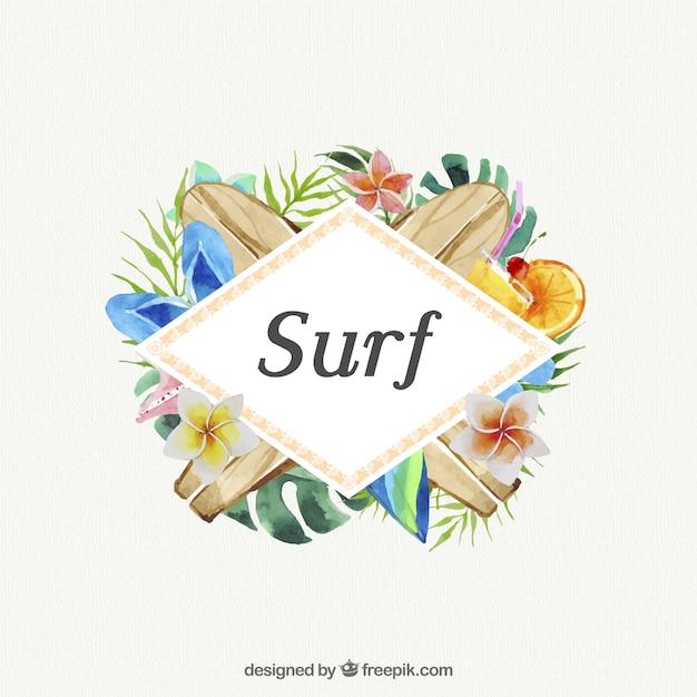 Free vector surf with watercolors