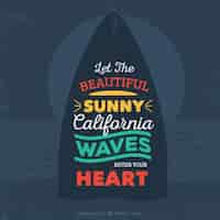 Free vector surfboard with lettering