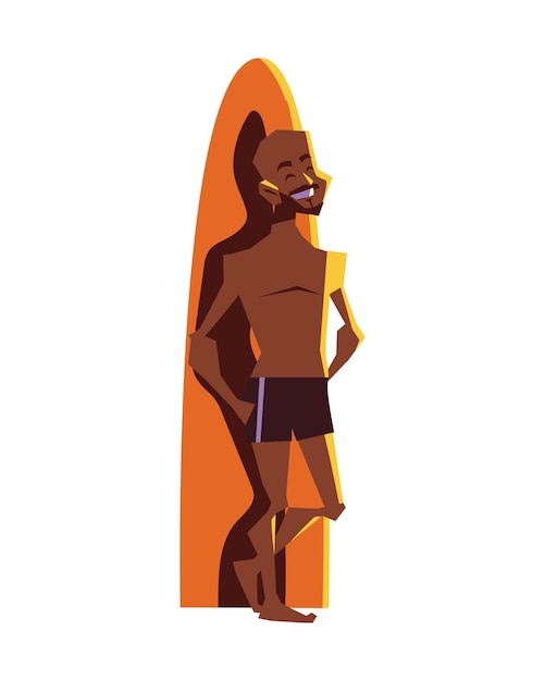 Free vector surfer with surfboard icon isolated