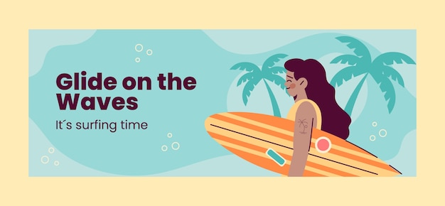 Free Vector surfing adventure  facebook cover