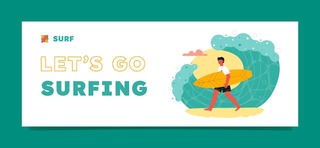 Free vector surfing adventure  facebook cover