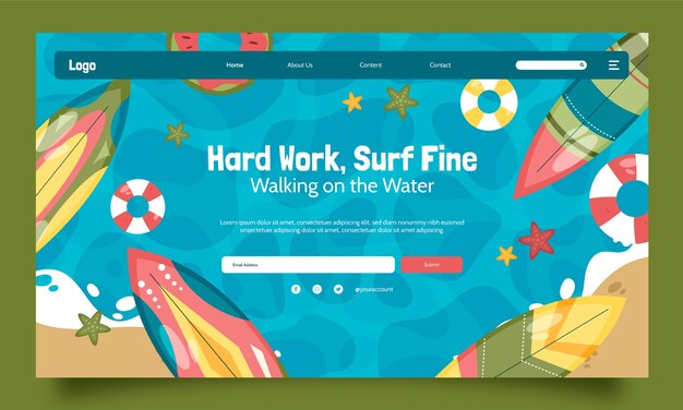 surfing adventure landing page