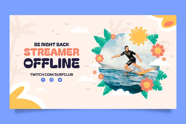 Free vector surfing adventure  twitch background